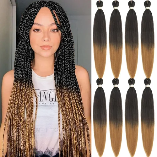 Miniatura 15 de Beyond Beauty - Trenzas preestiradas de cabello profesional sin picazón, ajuste de agua caliente, fibra sintética, textura Yaki, extensiones
