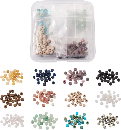 Miniatura 3 de Heishi - Cuentas de piedra de Craftdady 360 cuentas de piedras preciosas de disco natural, cuentas planas redondas de ágata de jade sueltas