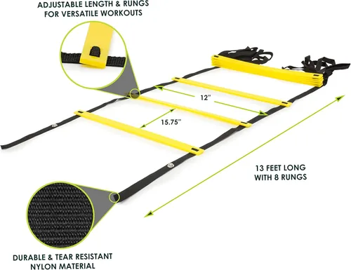 Miniatura 2 de ProsourceFit Speed Agility Ladder 8, 12 and 20 Rung for Speed Training and Sports Agility Workouts with Free Carrying Bag