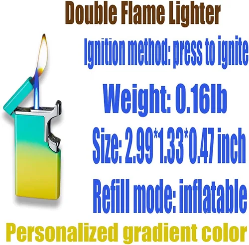 Miniatura 2 de Encendedor doble resistente al viento que brilla en la oscuridad, vela inflable con llama azul para cocina, barbacoa, regalos de campamento