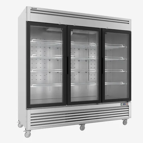 Miniatura 9 de Coolski Refrigerador comercial de bebidas de 3 puertas de 82 pulgadas de ancho, refrigerador de 78.2 pies cúbicos con pantalla de puerta de vidrio