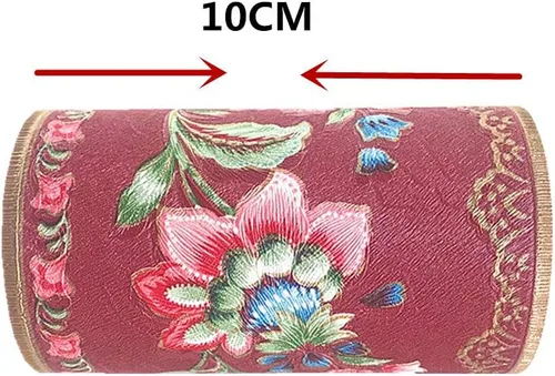 Miniatura 5 de Papel tapiz autoadhesivo de flores de farol, borde de PVC, bordes para baño, cocina, azulejos decorativos 16.4 ft (rojo)