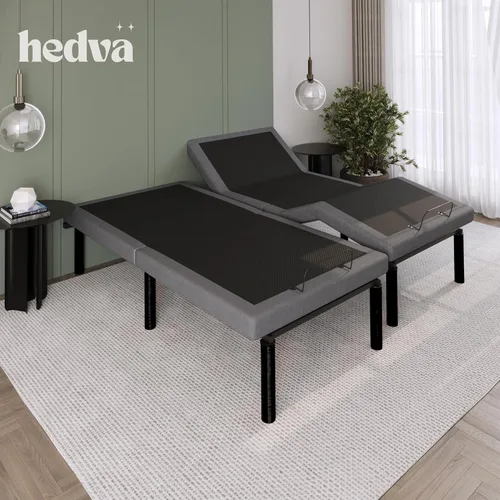 Miniatura 5 de Hedva Base de cama ajustable con motores de masaje, 4 puertos USB, luz LED, montaje en 5 minutos, múltiples posiciones preestablecidas para máxima