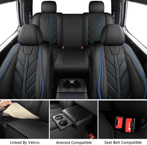 Miniatura 5 de Fundas para Asientos de Camioneta Compatibles con Toyota Tacoma 2005-2023 SR SR5 TRD Off-Road TRD Pro TRD Sport Trall Edición Especial de Cuero