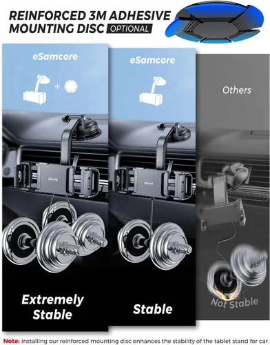 Miniatura 4 de eSamcore Soporte para Tablet para Salpicadero de Coche, Soporte de Montaje en Parabrisas para iPad y Soporte Plegable para Teléfono con Abrazadera