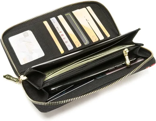 Miniatura 166 de Cartera de mano para mujer, estilo bohemio, con RFID, elegante, espaciosa con correa para viajes, capacidad para tarjetas, teléfono, dinero