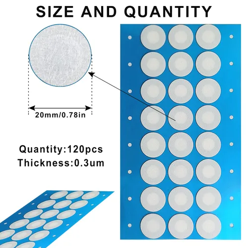 Miniatura 2 de 120 calcomanías de papel de filtro sintético, disco de filtro de 0.787 in, 0.3 μm, parche adhesivo fuerte aplicado debajo de la tapa del frasco