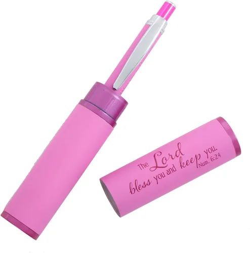 Miniatura 2 de Christian Art Gifts The Lord Bless You Pink Stylish Classic Pen in Matching Gift Case - Numbers 6:24 Bible Verse Refillable Retractable Medium