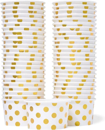 Miniatura 10 de MATICAN Vasos de papel para helado, paquete de 100 cuencos desechables de postre de 5.5 onzas para bebidas calientes y frías, 5.5 onzas, lunares