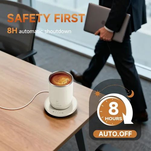 Miniatura 5 de Taza de café con agitación automática y control de temperatura, tipo-C, taza de mezcla magnética, 3 niveles de calor, apagado de 8 horas, taza
