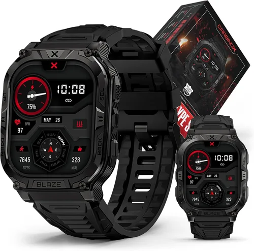 Reloj inteligente CARBINOX Blaze con GPS – Rastreadores de fitness resistentes, impermeable IP69K, más de 170 modos deportivos, vidrio Gorilla,