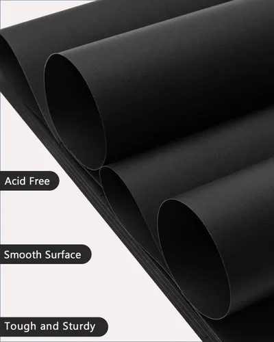 Miniatura 3 de Papel de cartulina negro de 8.5 x 11 pulgadas, 108 hojas de 6.35 oz, papel de construcción pesado para hacer tarjetas, impresión, manualidades
