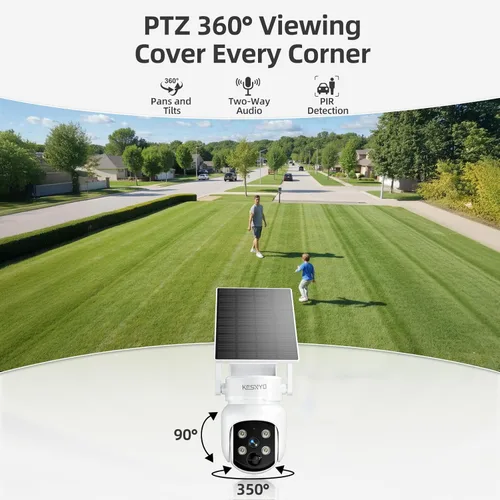 Miniatura 2 de Cámaras de seguridad solares inalámbricas para exteriores, 4MP alimentado por energía solar, kit de 8 cámaras, visión nocturna a color, PTZ de 360°
