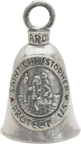 Miniatura 23 de Guardian Bell Campana religiosa de buena suerte con llavero y bolsa de regalo de terciopelo negro Campana de motocicleta Peltre sin plomo