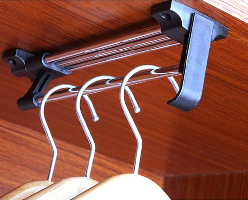 Barra de valet extraíble para armario, ajustable lateral, resistente, retráctil, con tornillos, acero laminado en frío, barra de valet para armario
