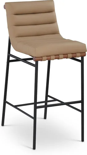 Miniatura 17 de Meridian Furniture 846Black-C Burke Collection Modern Taburete de bar contemporáneo con cuero vegano negro suave, marco de metal negro mate