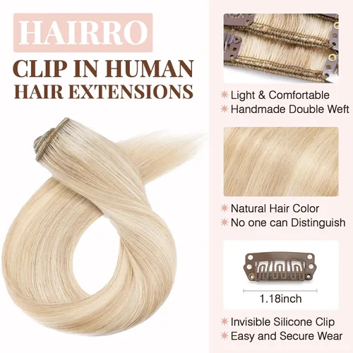 Miniatura 4 de Extensiones de cabello con clip, cabello humano Remy, extensiones de cabello largo lacio de una pieza con 5 clips, con gancho para colgar