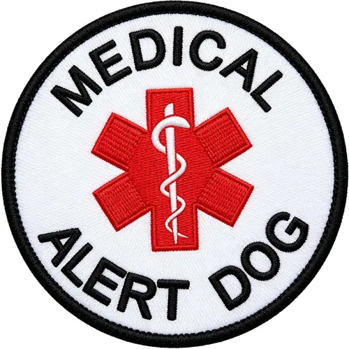 Parche de servicio de alerta médica para perros para equipo de chalecos, emblema táctico de alerta médica EMS, emblema bordado de gancho y bucle