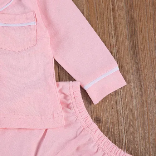 Miniatura 96 de Conjunto de pijama de manga larga con botones para niña pequeña, conjunto de ropa de dormir