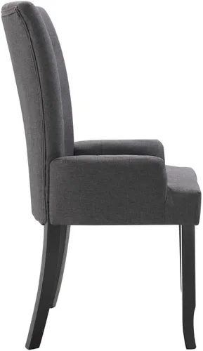 Miniatura 5 de Ergonomic Dining Chair, Dark Grey Polyester Fabric, Solid Oak Wood Frame, Modern Kitchen & Dining Room Furniture