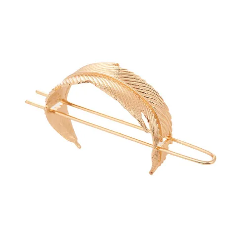 Pelo de hoja vintage de aleación de plumas para mujer, minimalista, accesorio para el pelo (oro)