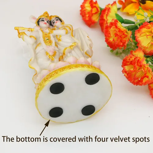 Miniatura 7 de alikiki Estatua de ídolos hindúes de Radha Krishna, 5.7 pulgadas de alto, aspecto de mármol, escultura de dios indio Krishna Radha para Diwali Puja