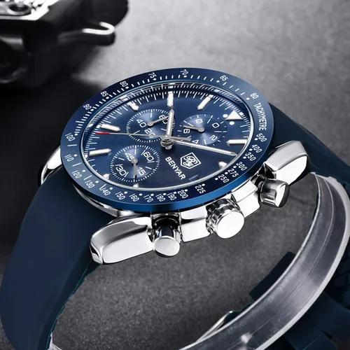 Miniatura 4 de BENAYR - Relojes de pulsera para hombre, cronógrafo, analógico, de cuarzo, impermeables, con correa de goma, relojes de pulsera de negocios