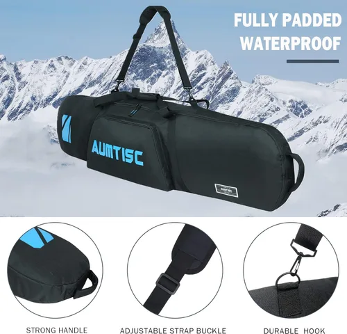 Miniatura 3 de Bolsa de Snowboard Acolchada AUMTISC para Viajes Aéreos, Bolsas de Viaje para Snowboard para Volar con Bolsillos para Equipo, Disponible en Longitud