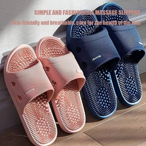 Miniatura 5 de Pantuflas de masaje con acupresión para pies, puntera abierta, sandalias de reflexología, alivio, neuropatía, artritis, dolor de pie plantar, Azul