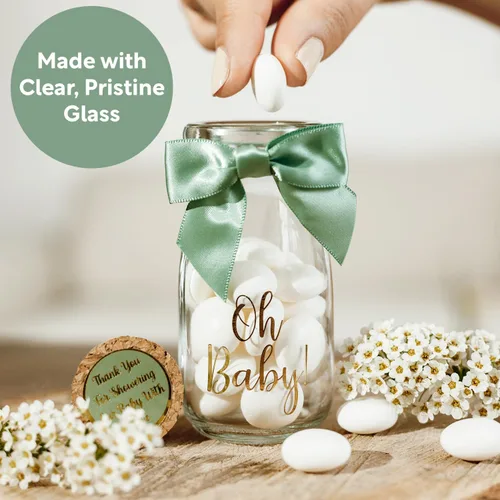 Miniatura 5 de Ethisa Paquete de 24 botellas de vidrio de leche vintage Oh Baby Woodland con cintas y calcomanías, regalos elegantes para baby shower