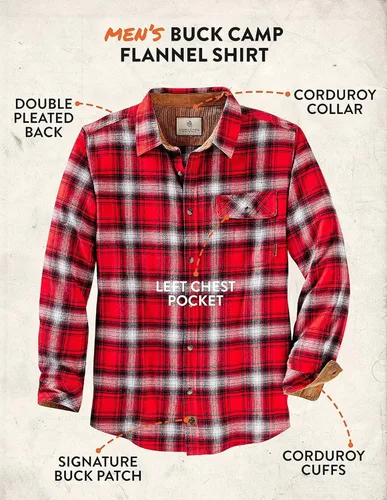 Miniatura 5 de Legendary Whitetails Men's Buck Camp Flannel Plaid Shirt