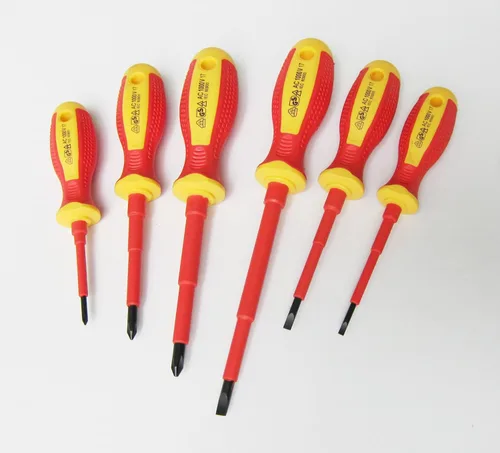 Miniatura 2 de Juego de 6 destornilladores de punta magnética aislada, paquete de 6 destornilladores eléctricos, 1000 V probado por VDE, acero al cromo vanadio