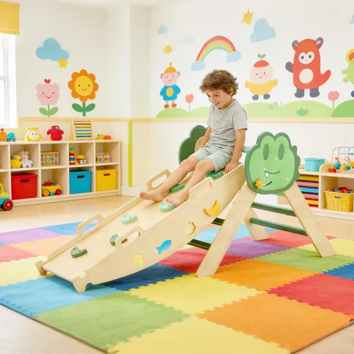 Miniatura 5 de Takywep Pikler - Juego de triángulos plegables 7 en 1 con arco y rampa y escalera, patio de juegos interior, juego de escalada montessor de madera