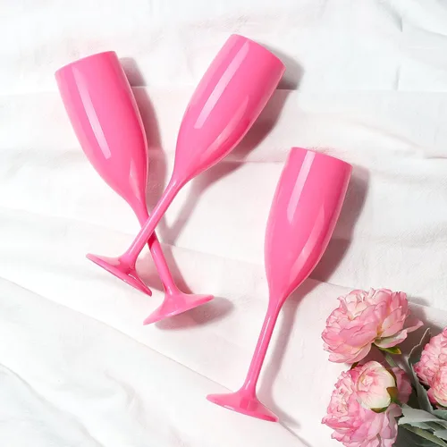 Miniatura 4 de XUWAIDSGN Copas de Champán Acrílicas de Flauto para Boda Copas de Champán para Brindar Flauto de Champán de Goblet Plástico Reutilizables e Rosa