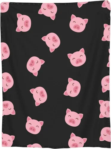 Miniatura 3 de SARA NELL Manta de cerdo rosa, bonita manta de franela con cara de cerdo de dibujos animados, súper suave, acogedora, esponjosa, cálida, para sofá