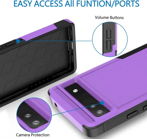 Miniatura 4 de Funda para Google Pixel 6A 5G, funda para teléfono de pasajeros [grado militar] 2 en 1 a prueba de golpes, resistente funda para Pixel 6A 5G