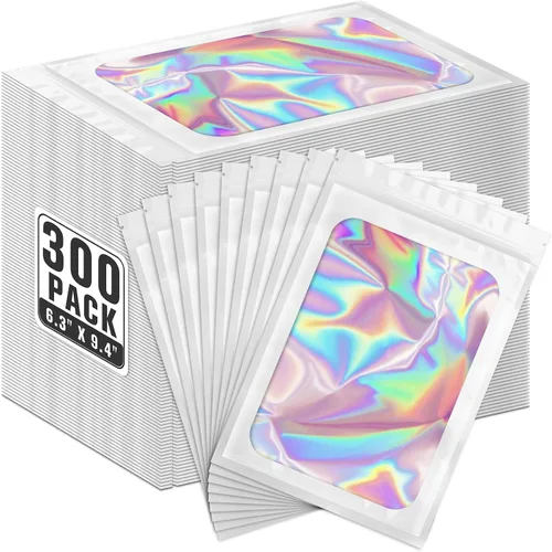Miniatura 37 de ANZNKU 300 bolsas holográficas de Mylar resellables, bolsas resellables de 4x6 pulgadas para pequeñas empresas, bolsa de kit para resaca a prueba