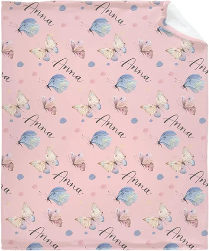 Miniatura 31 de Manta personalizada con nombre, manta personalizada para bebé, regalos conmemorativos para envolver cumpleaños de niños pequeños, mariposa