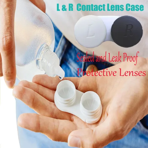 Miniatura 5 de Paquete de 4 Estuches para Lentes de Contacto a Granel Caja Contenedor de Remojo y Almacenamiento (Negro)