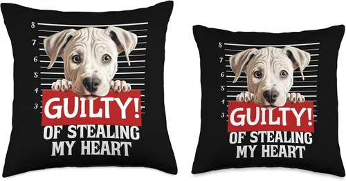Miniatura 3 de Funny Guilty Dog by GD Funny Dogo Argentino Dog Breed Guilty Mugshot Fur Baby Pet Throw Pillow, 16x16, Multicolor