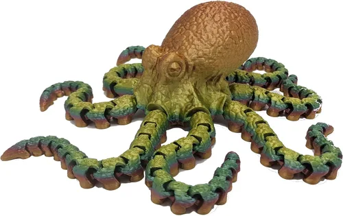 Miniatura 16 de Pulpo impreso en 3D – Personalizable, hecho a pedido Modelo animal articulado (pequeño, morado con tentáculos verde lima)
