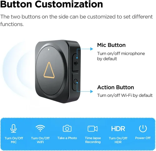 Miniatura 4 de VIOFO BTR200 Control remoto inalámbrico Bluetooth con bloqueo de eventos, función de encendido/apagado MIC&Wi-Fi y HDR para VIOFO A329S/A229 Pro