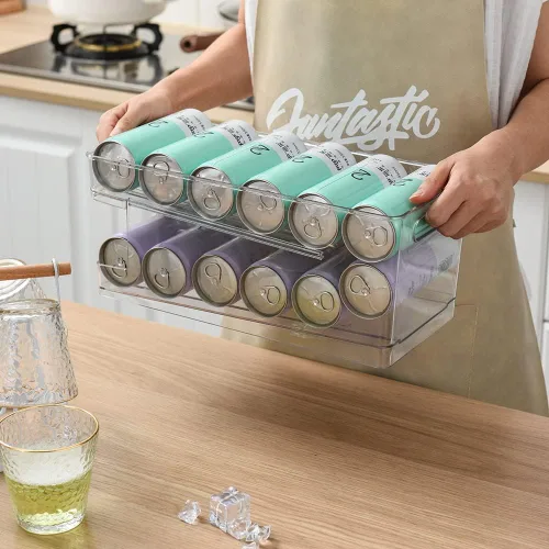 Miniatura 6 de OnDisplay FIFO Gravity - Organizador de latas de soda/cerveza para refrigerador, almacena hasta 12 latas en el refrigerador, solución