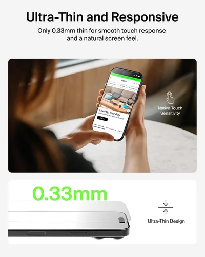 Miniatura 6 de Belkin ScreenForce - Protector de pantalla de vidrio templado para iPhone Air, resistente a los arañazos con bandeja de fácil alineación incluida