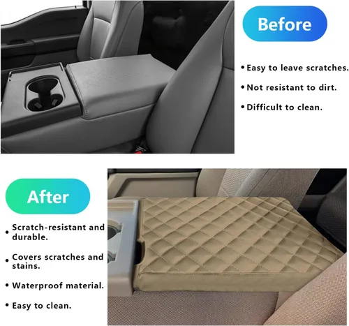 Miniatura 4 de Funda para reposabrazos adecuada para Ford F150 2015-2023, para Ford F250 F350 2017-2023 con asiento de salto 40/20/40, consola central, alfombrilla