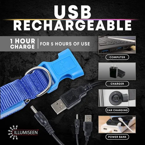 Miniatura 4 de Collar para perros LED Illumiseen, recargable por USB, Anaranjado encendido