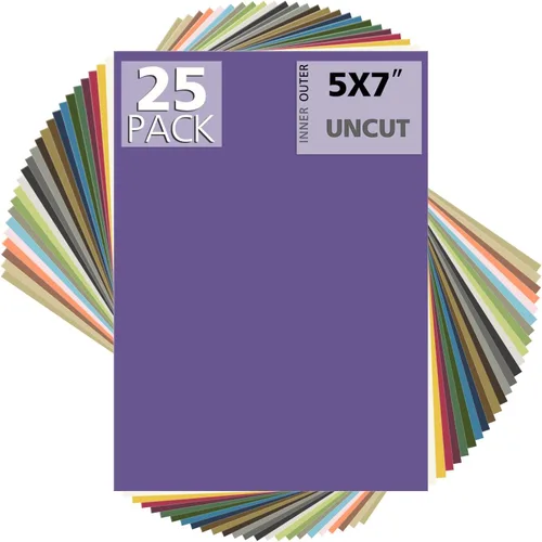 Mat Board Center - Paquete de 25 tableros sin cortar de 5 x 7 pulgadas, colores surtidos, núcleo blanco, para marcos, fotos, manualidades