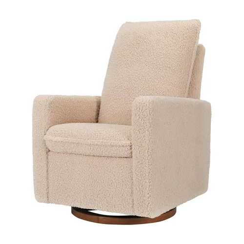 Miniatura 11 de Babyletto Cali Flange reclinable y planeador giratorio en lazo de peluche almendra, certificado Greenguard Gold y CertiPUR-US