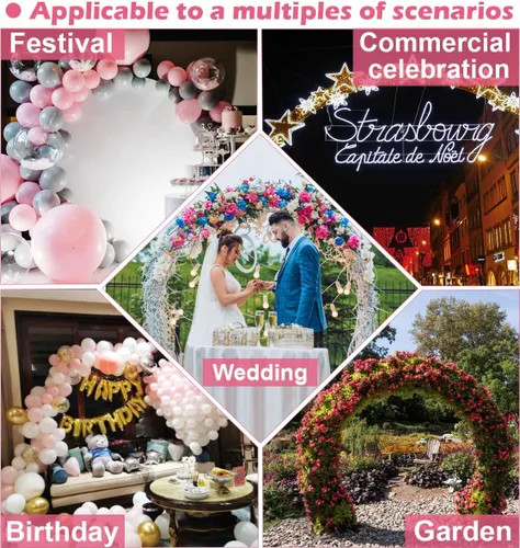 Miniatura 6 de Queension Arco de Boda Extra Grande para Ceremonia de 8.5 Pies de Ancho y 7.4 Pies de Alto, Arcos de Globos de Metal Soporte de Fondo con Base