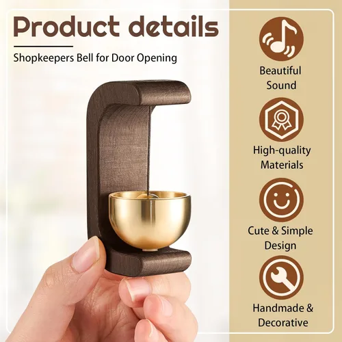 Miniatura 3 de Zonon 2 Piezas Campanillas de Viento Magnéticas de Madera Timbre Decoración Campana de Comerciantes para Apertura de Puerta Forma de C para Regalo